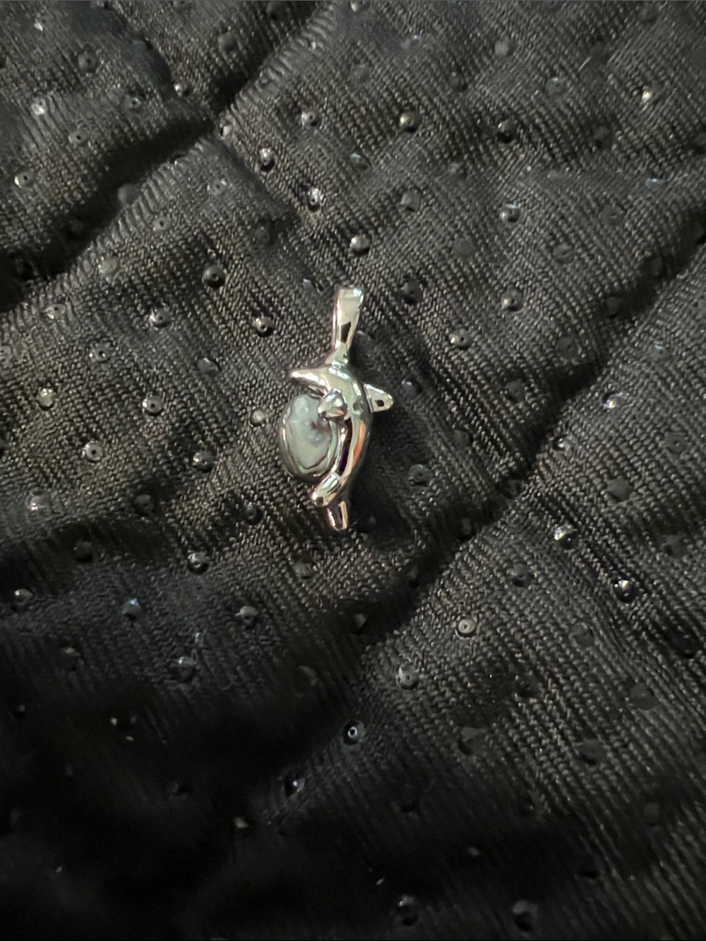 Iridescent Mother of Pearl / Abalone Silver Dolphin Pendant Charm